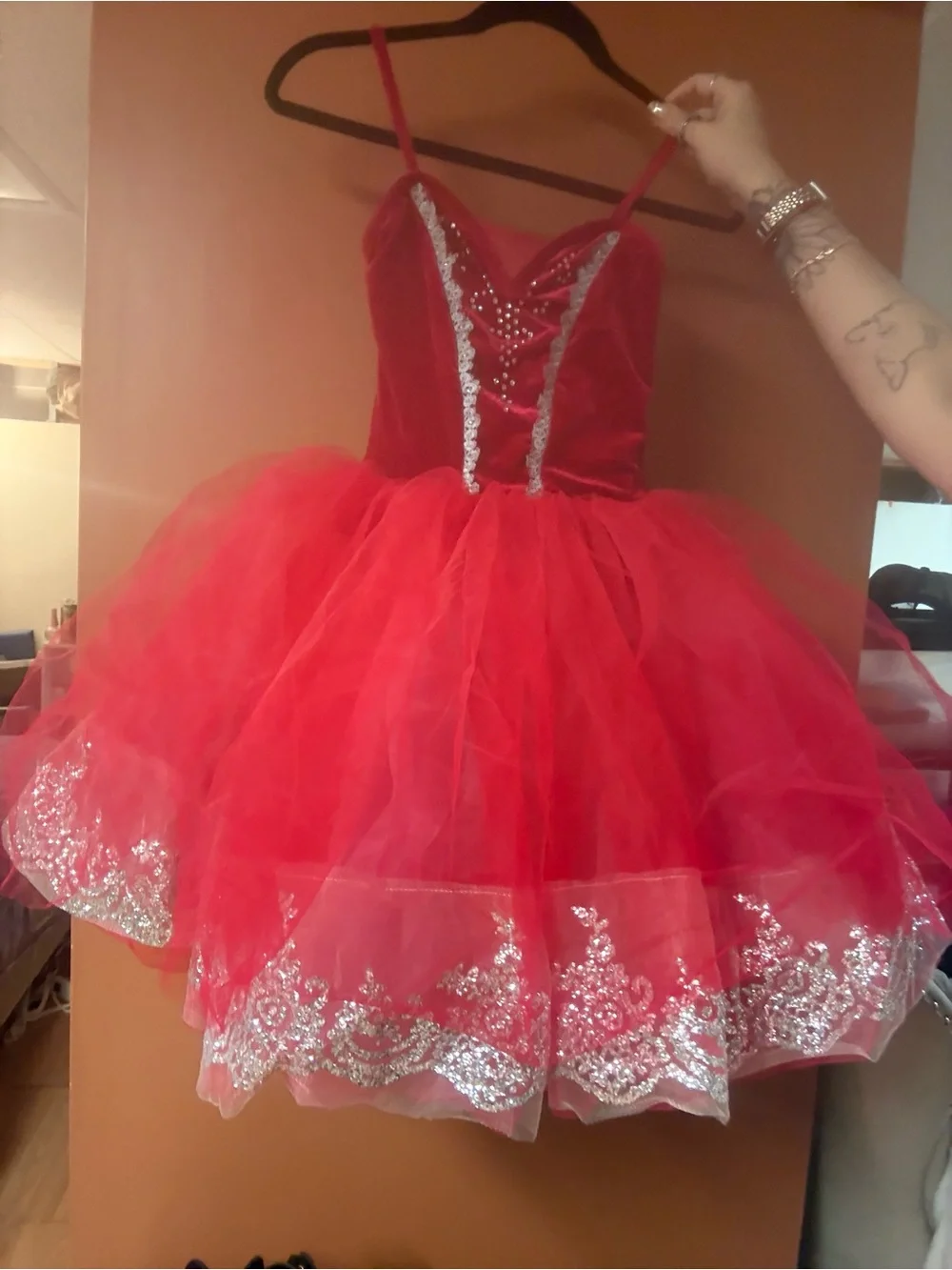 Weissman Red Tulle Sparkle Ballet Costume